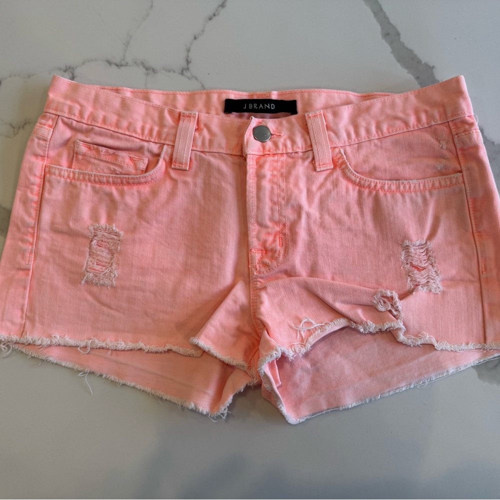 J Brand Pink Cut-Off Jean Shorts with Frayed Hem